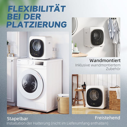Kompakter Wäschetrockner, 4 kg Fassungsvermögen, 5 Programme, Timer