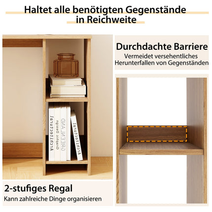 Kompakter Schreibtisch mit 2 Ablagen, 80x40x74 cm, Naturholz