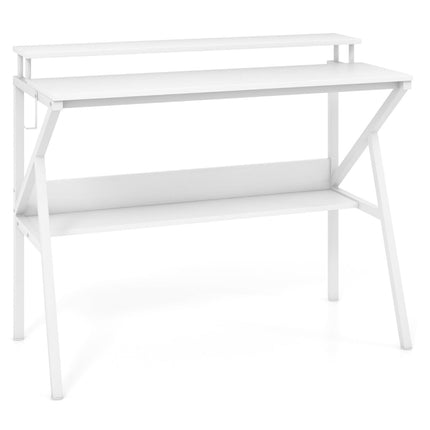 Kompakter Schreibtisch mit Monitorständer, Regal, Weiß, 100x50 cm