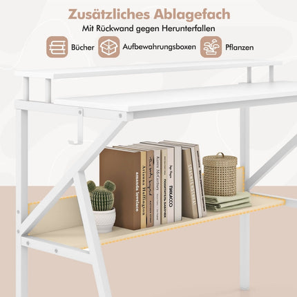 Kompakter Schreibtisch mit Monitorständer, Regal, Weiß, 100x50 cm