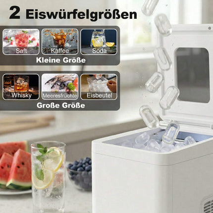 Compact Ice Maker, Self-Cleaning, 1.5L Tank, White