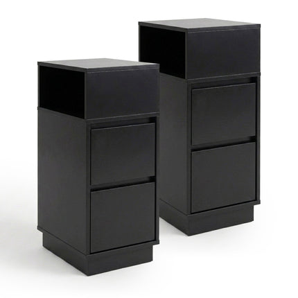 Compact MDF Bedside Table Set with Drawers, 64x24x30 cm