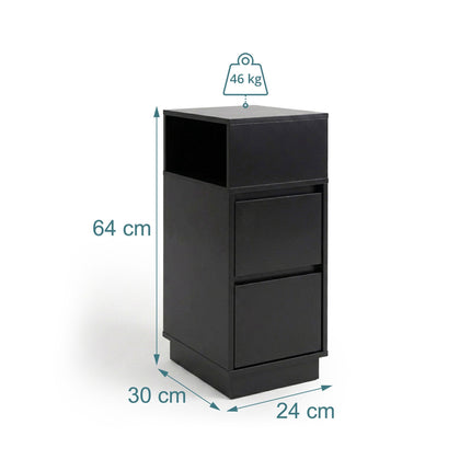 Compact MDF Bedside Table Set with Drawers, 64x24x30 cm