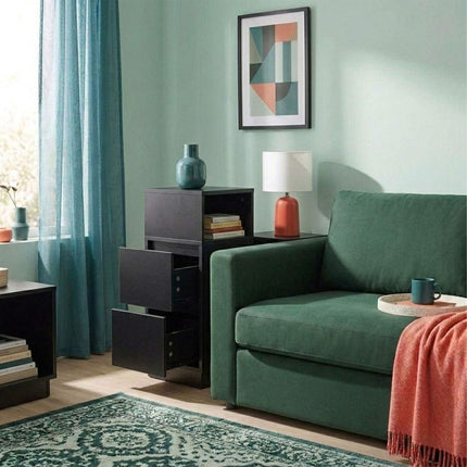 Compact MDF Bedside Table Set with Drawers, 64x24x30 cm