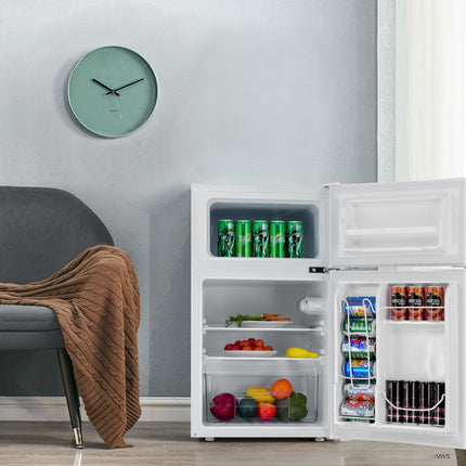 Kompakter Mini-Kühlschrank 90L, 2-türig mit separatem Gefrierfach, Weiß