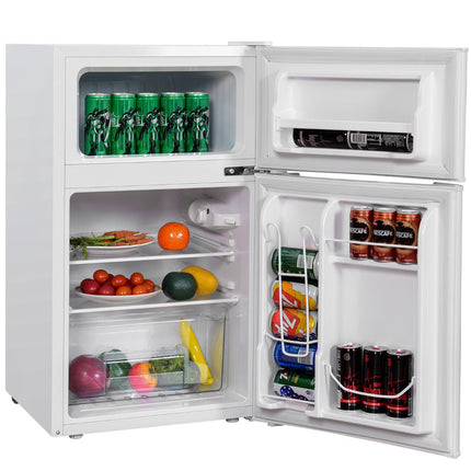 Kompakter Mini-Kühlschrank 90L, 2-türig mit separatem Gefrierfach, Weiß