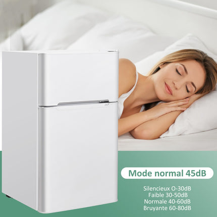 Kompakter Mini-Kühlschrank 90L, 2-türig mit separatem Gefrierfach, Weiß