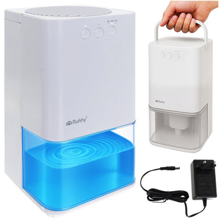 Kompakter weißer Luftentfeuchter, 1400ml, leise, energieeffizient