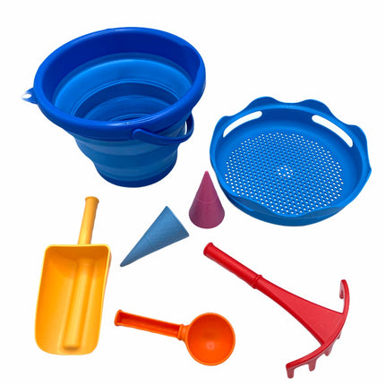 Compactoys plážový kbelík s hračkami na písek 7 v 1, modrý