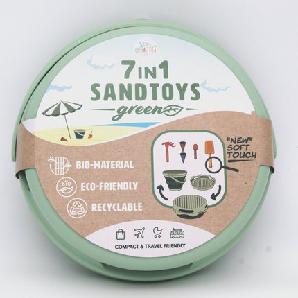 Compactoys Eco Beach Bucket With Sandbox Toys 7 In 1, Green