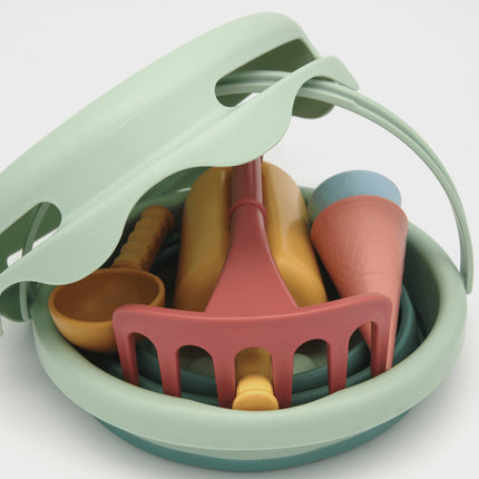 Compactoys Eco Beach Bucket With Sandbox Toys 7 In 1, Green