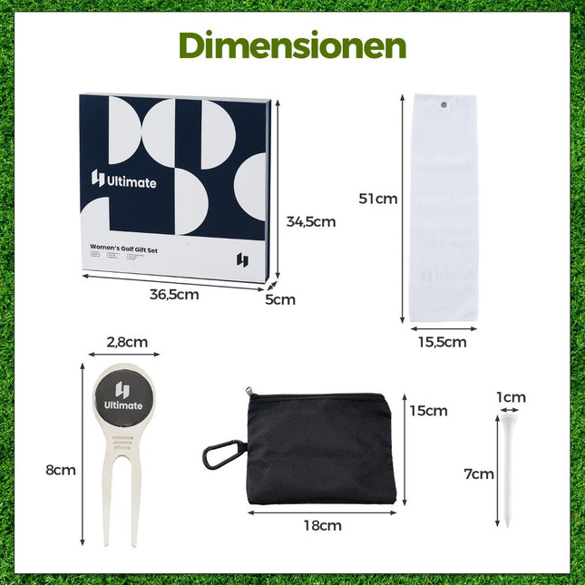 Complete golfcadeauset voor dames, golfaccessoires, set van 3 golfballen, golfcadeau in geschenkdoos