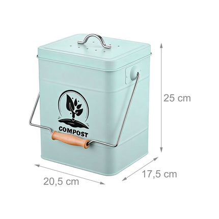 Compost Bin, 6L Kitchen Caddy With Odour Filter Lid
