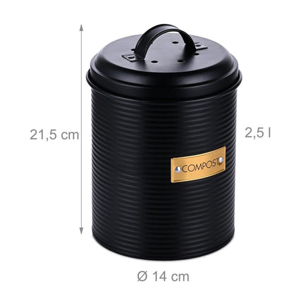 Komposteimer mit Geruchsfilter, 2,5 l Fassungsvermögen