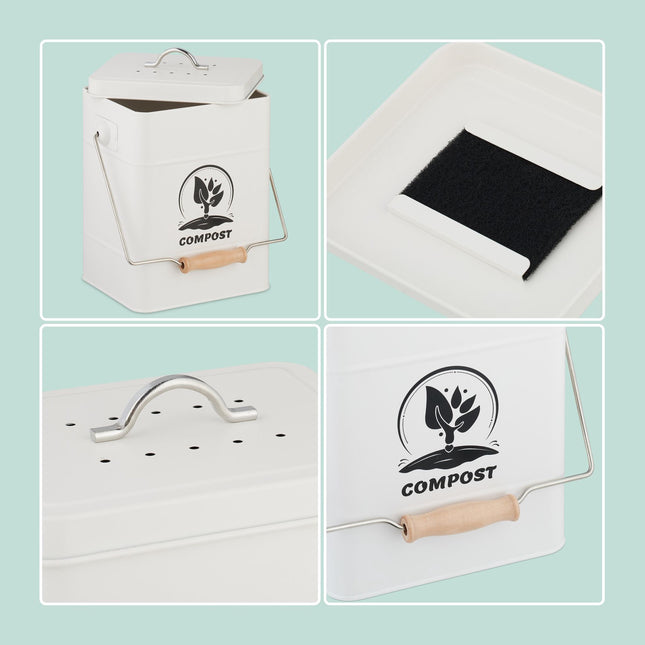 Compost Bin with Odour Filter, 6 Litre Capacity
