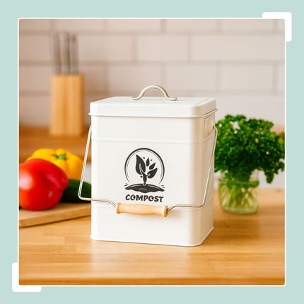 Kompostbehälter mit Geruchsfilter, 6 Liter Fassungsvermögen