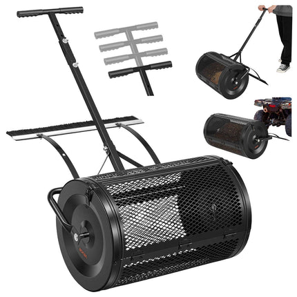 Compost Spreader 24 In, Push-Tow Handle, Leveling Brush