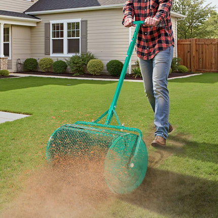 Compost Spreader 24-Inch, Push-Tow, Adjustable Steel Roller