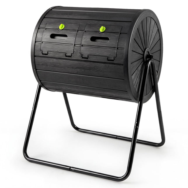 Compost Tumbler, 142L Dual-Chamber Outdoor Bin