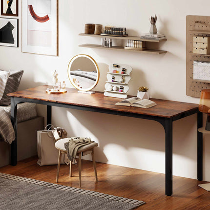 Computer Desk 200 x 60 cm, Industrial Rustic Brown, Steel Frame