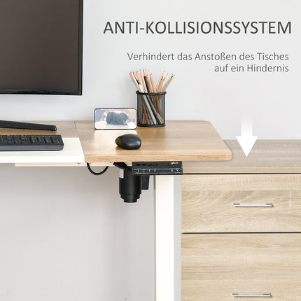 Höhenverstellbarer elektrischer Stehschreibtisch – Metallgestell, Natur & Weiß