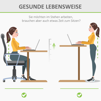 Höhenverstellbarer elektrischer Stehschreibtisch – Metallgestell, Natur & Weiß