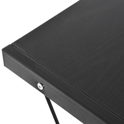 Flexible computer table - black MDF & steel, 210x50x73.5 cm
