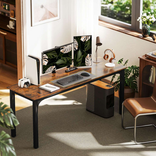 Computertisch, Rustikales Braun, Geräumiges Design, Spanplatte