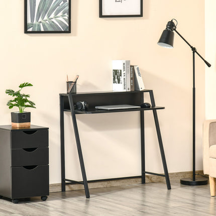 Computer table, Black Metal, Shelf & Cable management