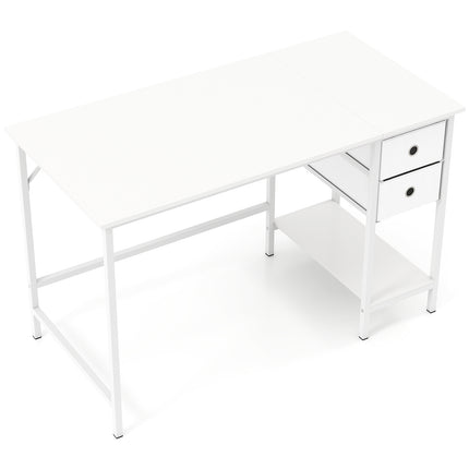 Computertisch mit 2 Schubladen, Ablage, Haken, 120x60 cm, Weiß