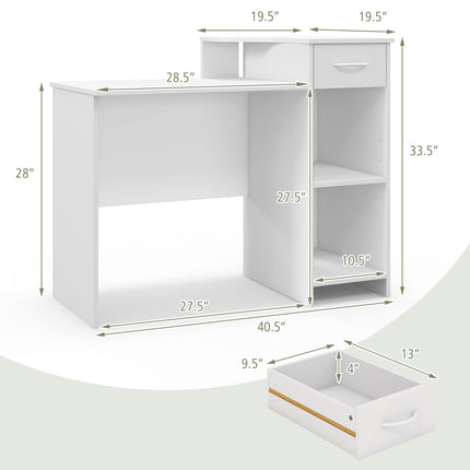 Computer Desk With Adjustable Shelf, Drawer, Cable Hole