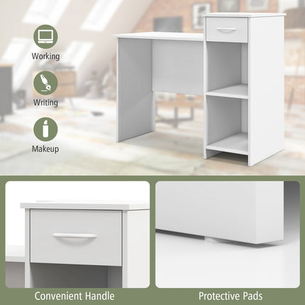 Computer Desk With Adjustable Shelf, Drawer, Cable Hole