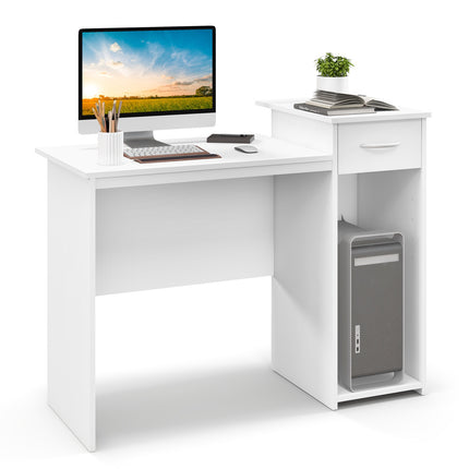 Computer Desk With Drawer, Adjustable Shelf, Cable Hole