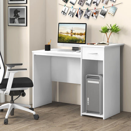 Computer Desk With Drawer, Adjustable Shelf, Cable Hole