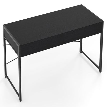 Computertisch mit 2 Schubladen, Metallgestell, 111x48 cm