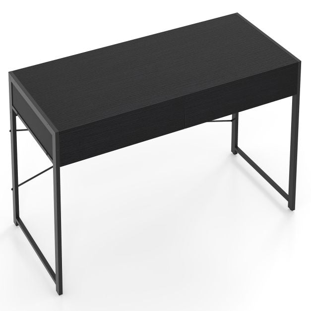 Computerbureau met 2 lades, metalen frame, 111x48 cm