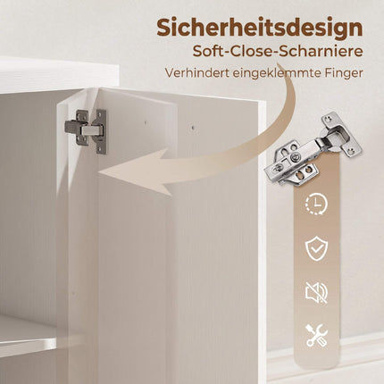 Computertisch mit 4 Schubladen und Schrank, 140 cm, weißes Holz
