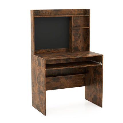 Computer Desk with Magnetic Board, Brown, Keyboard Tray