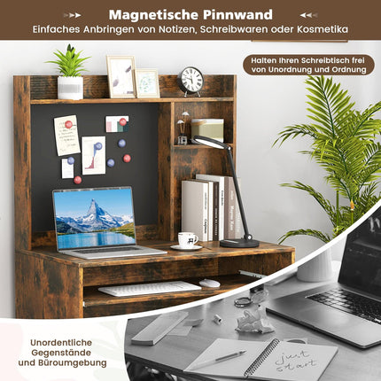 Computer Desk with Magnetic Board, Brown, Keyboard Tray