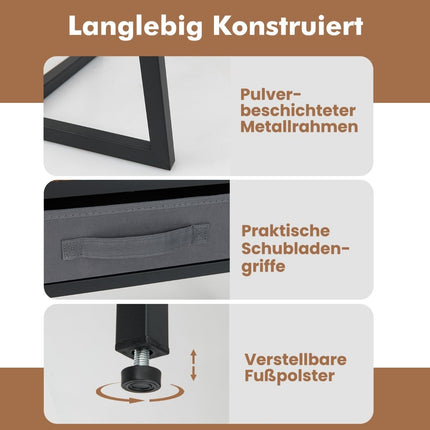 Computertisch mit Steckdosen und Hocker-Set – Rustikales Braun