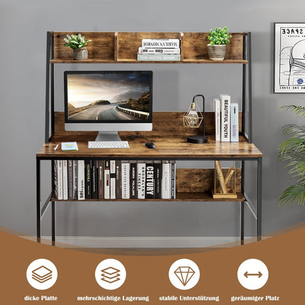 Computer Desk with Shelf & Bookshelf & Adjustable Foot Pads Desk Work Table Coffee