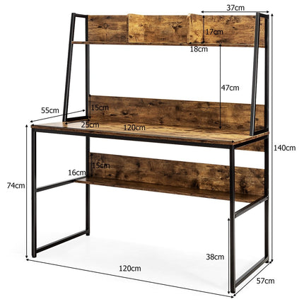 Computer Desk with Shelf & Bookshelf & Adjustable Foot Pads Desk Work Table Coffee