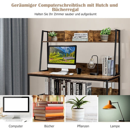 Computer Desk with Shelf & Bookshelf & Adjustable Foot Pads Desk Work Table Coffee