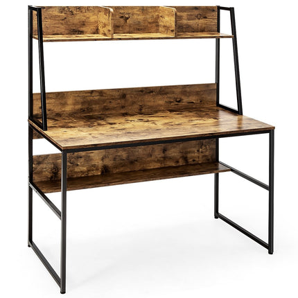 Computer Desk with Shelf & Bookshelf & Adjustable Foot Pads Desk Work Table Coffee
