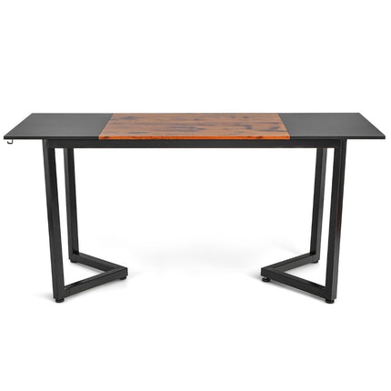 Computer Desk with Splicing Board & Hooks Desk Office Table 160 x 60 x 74 cm Black