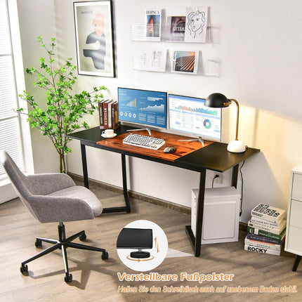 Computer Desk with Splicing Board & Hooks Desk Office Table 160 x 60 x 74 cm Black