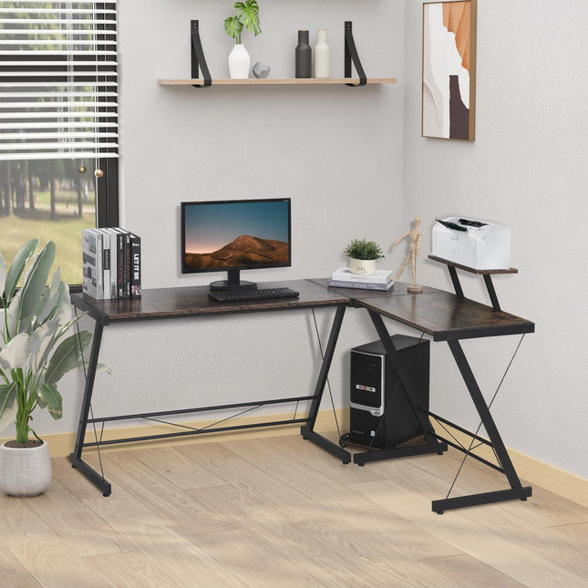 Computertisch im Vintage-Stil, L-förmig, Spanplatte und Metall