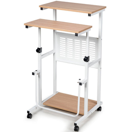 Computertisch 2-in-1 Bürotisch mit höhenverstellbarer Tischplatte 55 x 53 x 98 cm Natur + Weiß
