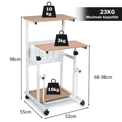 Computertisch 2-in-1 Bürotisch mit höhenverstellbarer Tischplatte 55 x 53 x 98 cm Natur + Weiß