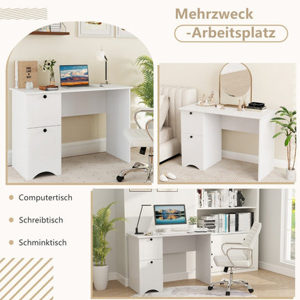 Computer table with 2 drawers, desk, robust gaming table, dressing table, laptop table, white
